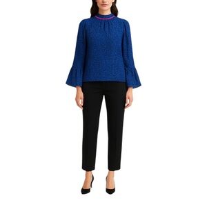 Rungolee Chic Women's Blue and Purple Blouse Size M Pleated High neck